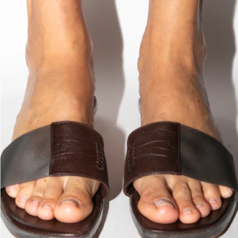 Chanel size 10 brown leather authentic Chanel sandal transparent detail - Picture 5 of 16